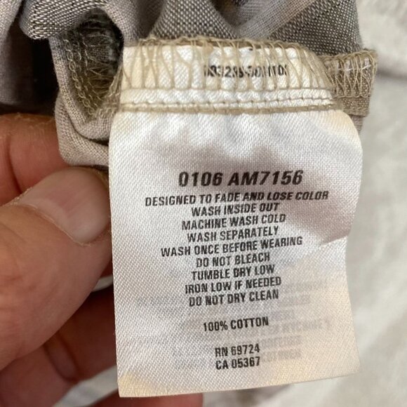 Columbia Mens Shirt XL Casual Short Sleeve Button-Up Shirt Beige Gray Pinstriped - Picture 7 of 11